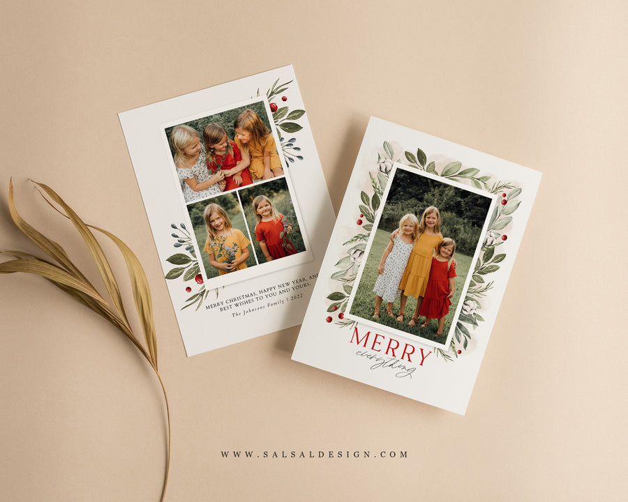 Christmas Card Template, Photoshop & Canva Template, Editable Holiday Card Template,Greeting Card, Christmas Photo Card, Merry Christmas - CD459