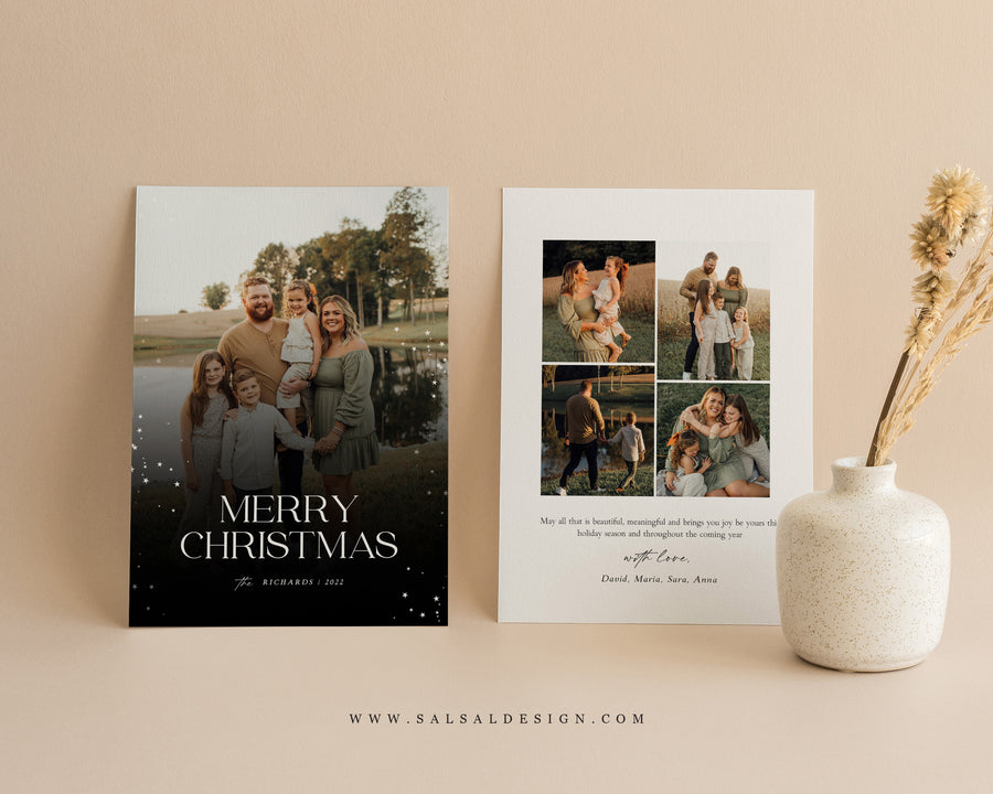 Christmas Card Template, Photoshop & Canva Template, Editable Holiday Card Template,Greeting Card, Christmas Photo Card, Merry Christmas - CD463