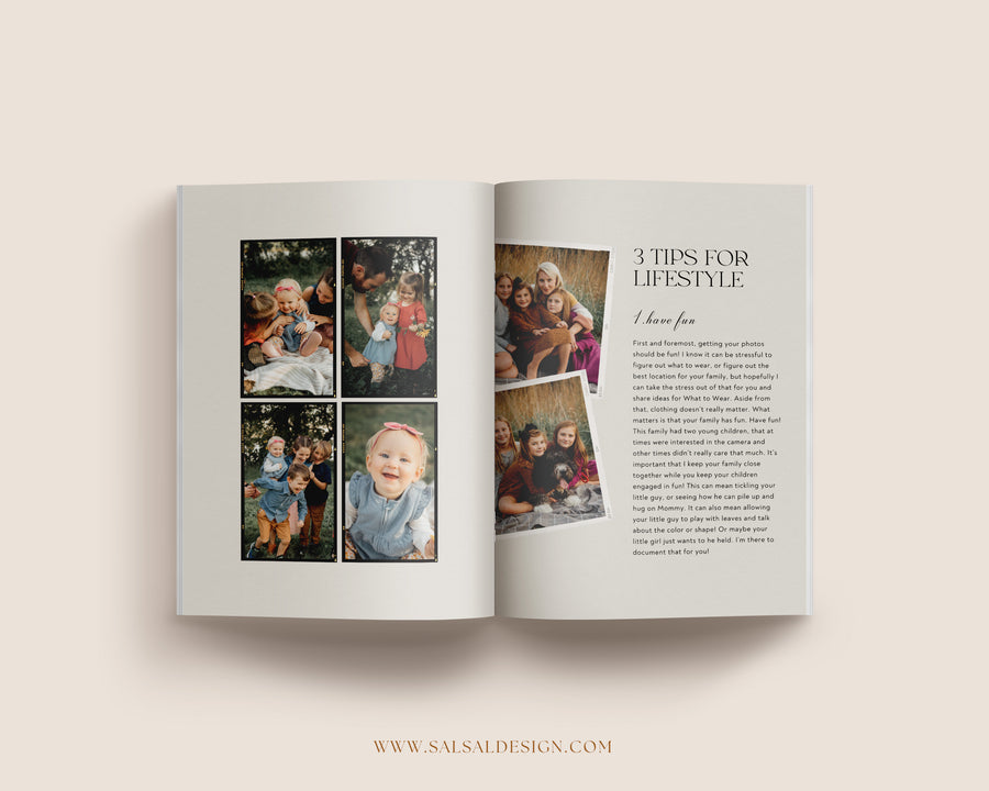 Photographer Welcome Guide Template, Family Session Style guide, Canva Photoshop Magazine Template, Family Marketing Brochure, Client Checklist - MG059