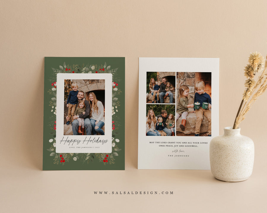 Christmas Card Template, Photoshop & Canva Template, Editable Holiday Card Template,Greeting Card, Christmas Photo Card, Merry Christmas - CD461