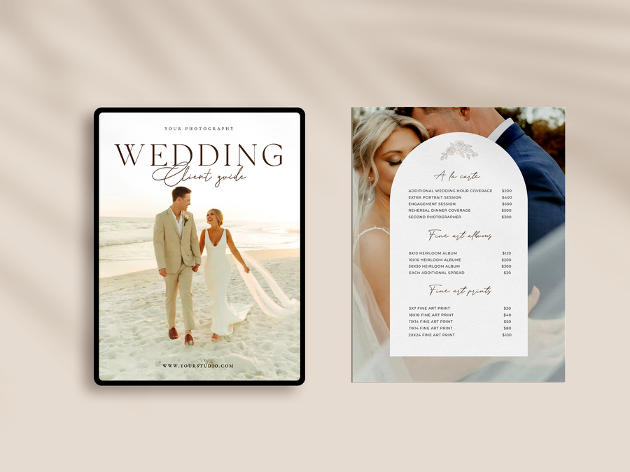 CANVA Wedding Photography Price Guide magazine Template, Pre-written Wedding Welcome Guide Template, PSD Photoshop price list CANVA template - MG063