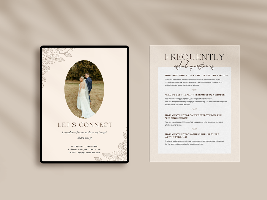 CANVA Wedding Photography Price Guide magazine Template, Pre-written Wedding Welcome Guide Template, PSD Photoshop price list CANVA template - MG063