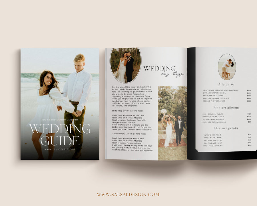 CANVA Wedding Photography Price Guide magazine Template, Pre-written Wedding Welcome Guide Template, PSD Photoshop price list CANVA template - MG064