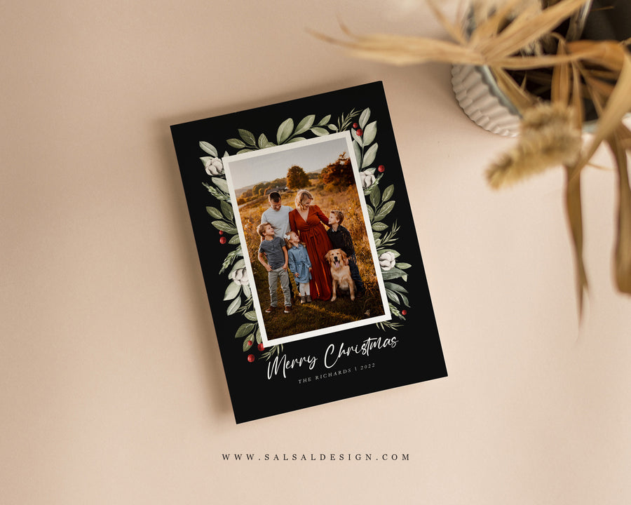 Christmas Card Template, Photoshop & Canva Template, Editable Holiday Card Template,Greeting Card, Christmas Photo Card, Merry Christmas - CD460