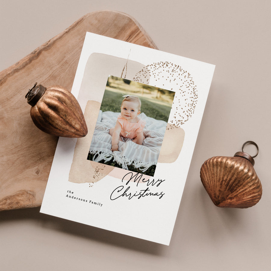 Canva & Photoshop Card Template, Holiday Card Template, Christmas Family Card, Christmas Photo Card, Canva Template - Foil Background - CD219