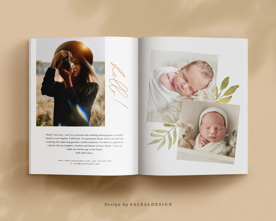 CANVA Newborn Photography style Guide magazine Template, Pre-written Newborn Welcome Guide Template, PSD Photoshop price list CANVA template - MG035