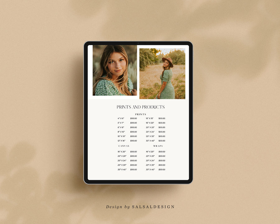 CANVA Senior Photography style Guide magazine Template, Graduation Photography Welcome Guide Template, Photoshop price list CANVA template - MG031