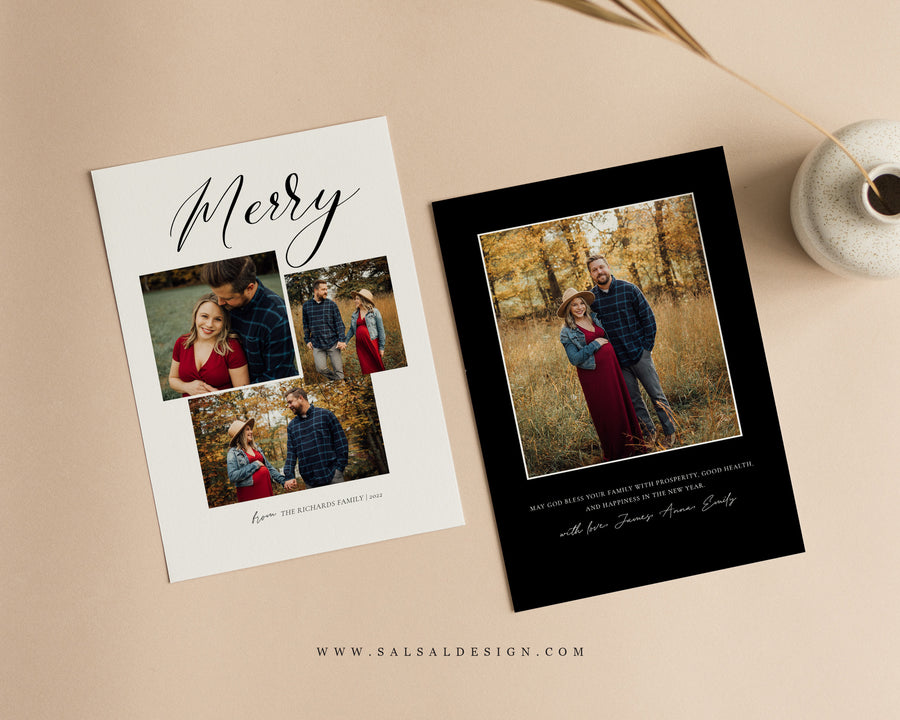 Christmas Card Template, Photoshop & Canva Template, Editable Holiday Card Template,Greeting Card, Christmas Photo Card, Merry Christmas - CD451