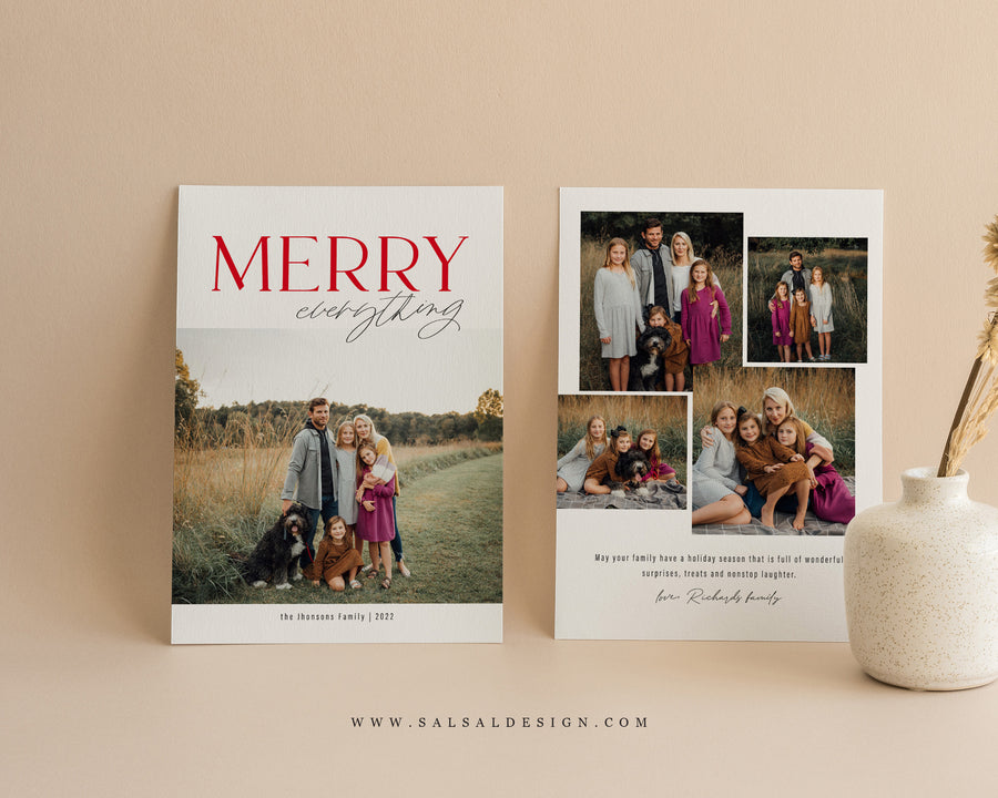 Christmas Card Template, Photoshop & Canva Template, Editable Holiday Card Template,Greeting Card, Christmas Photo Card, Merry Christmas - CD449