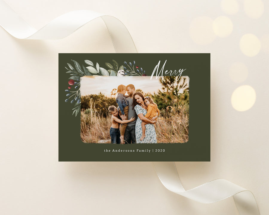 Christmas Card Photoshop Template, Holiday Card Canva Template, Christmas Family Card, Christmas Photo Card - oh so merry - CD210