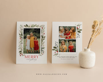 Christmas Card Template, Photoshop & Canva Template, Editable Holiday Card Template,Greeting Card, Christmas Photo Card, Merry Christmas - CD459