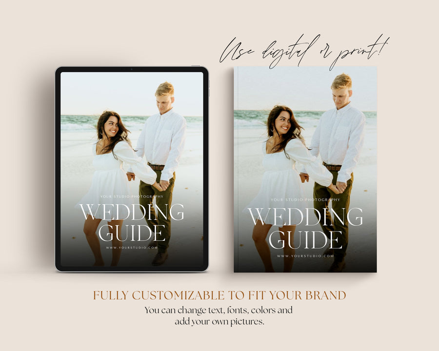 CANVA Wedding Photography Price Guide magazine Template, Pre-written Wedding Welcome Guide Template, PSD Photoshop price list CANVA template - MG064