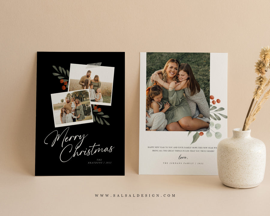 Berry Blossom - Christmas Card Template - CD455