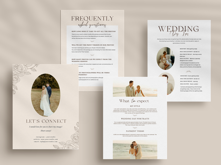 CANVA Wedding Photography Price Guide magazine Template, Pre-written Wedding Welcome Guide Template, PSD Photoshop price list CANVA template - MG063