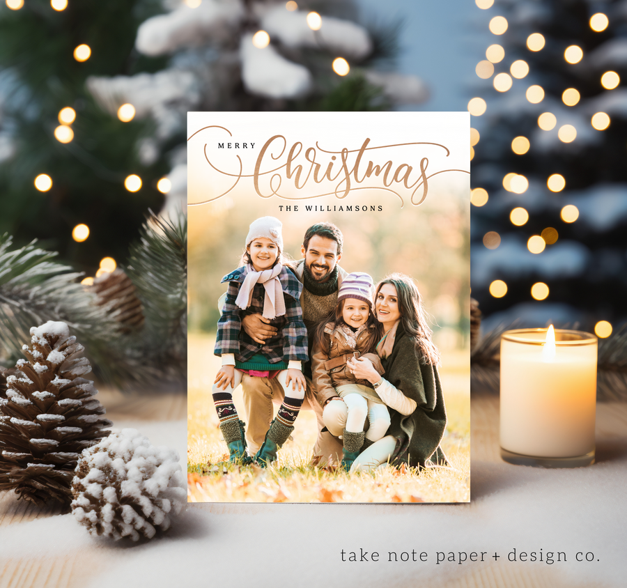 Golden Overlay Christmas Card Template for Canva - TNPC129