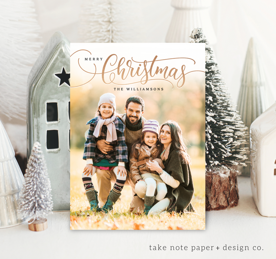 Golden Overlay Christmas Card Template for Canva - TNPC129