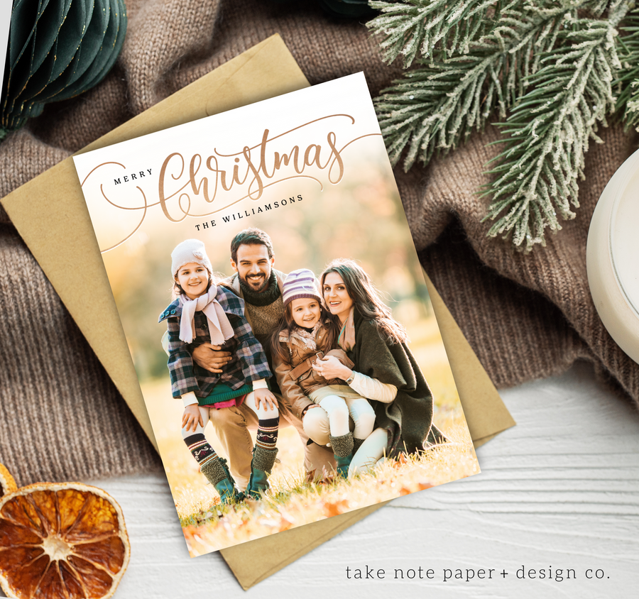 Golden Overlay Christmas Card Template for Canva - TNPC129