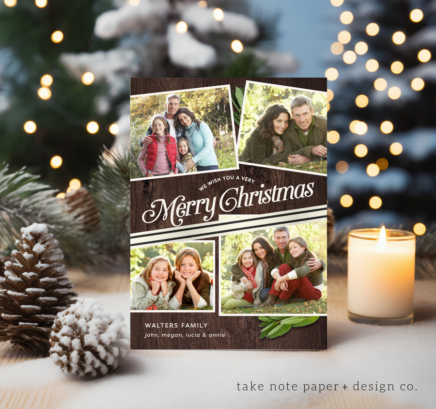 Rustic Wrap Christmas Card Template - TNPC130