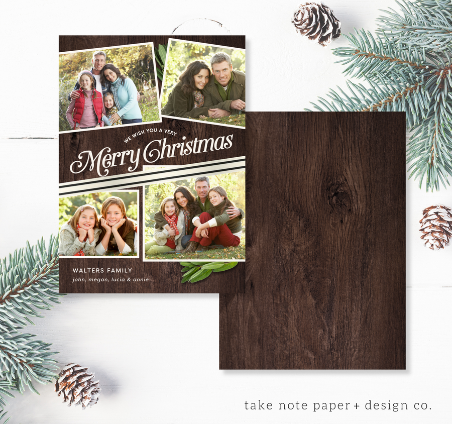 Rustic Wrap Christmas Card Template - TNPC130