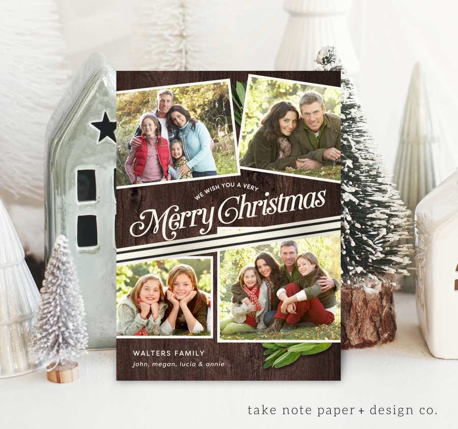 Rustic Wrap Christmas Card Template - TNPC130