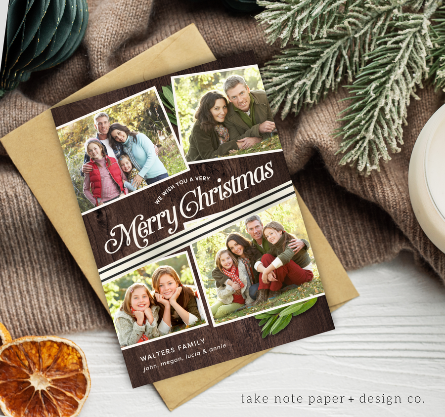 Rustic Wrap Christmas Card Template - TNPC130