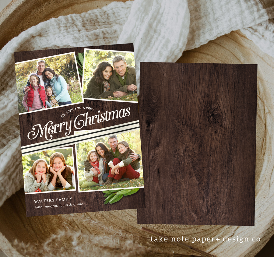 Rustic Wrap Christmas Card Template - TNPC130