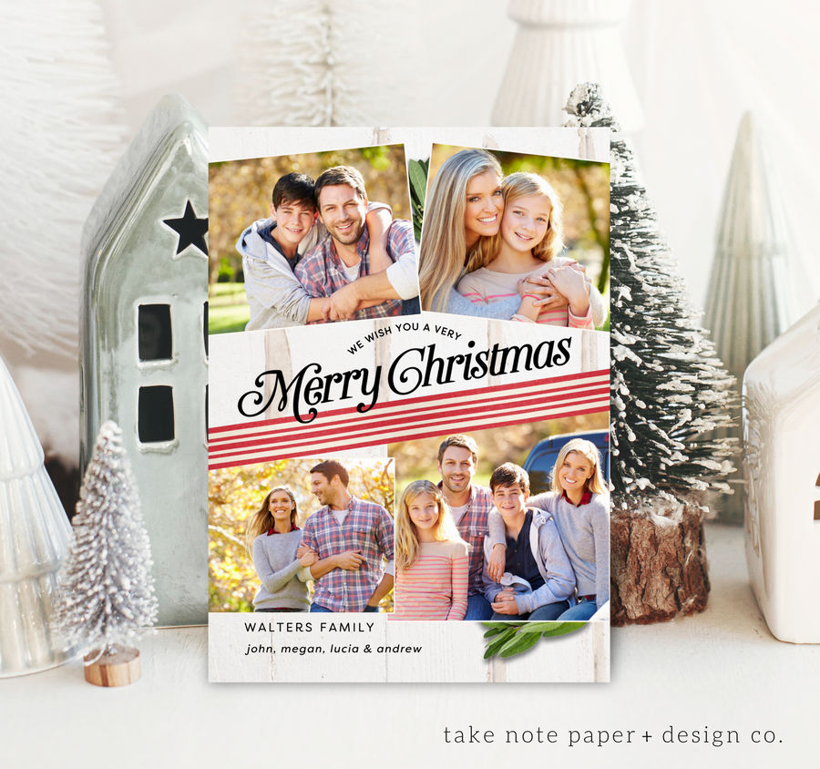 Light Rustic Wrap Christmas Card Template for Canva - TNPC132