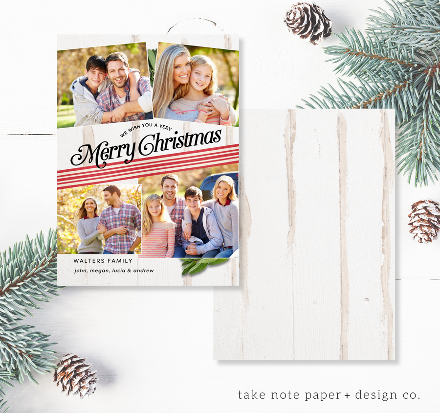 Light Rustic Wrap Christmas Card Template for Canva - TNPC132