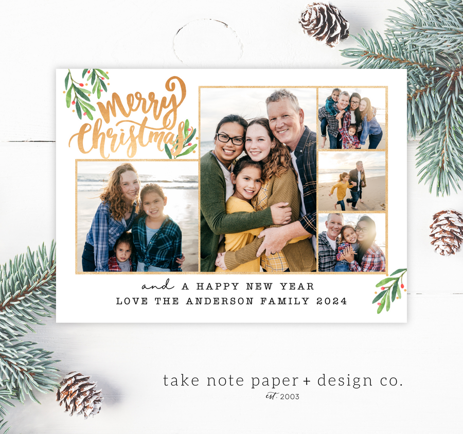 Golden Collage Christmas Card Template for Canva - TNPC134