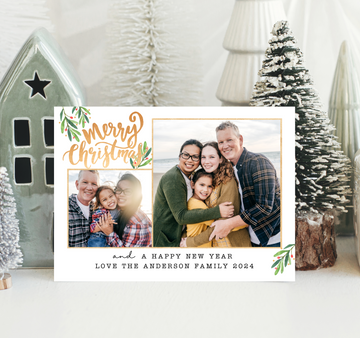 Golden Collage Christmas Card Template for Canva - TNPC134