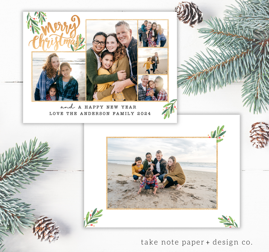 Golden Collage Christmas Card Template for Canva - TNPC134