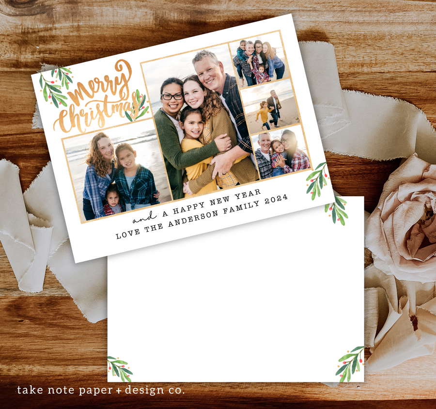 Golden Collage Christmas Card Template for Canva - TNPC134