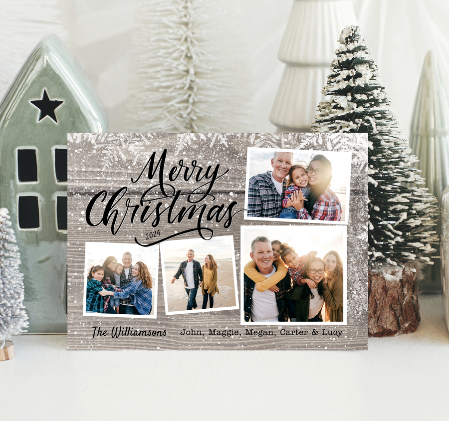 Rustic Snowfall Christmas Card Template for Canva - TNPC137