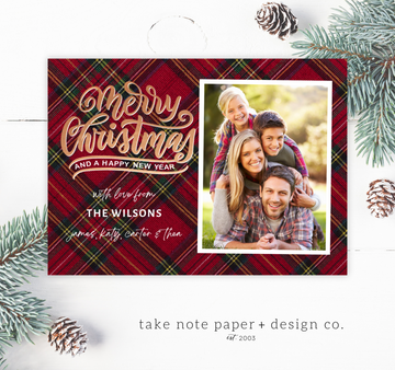 Festive Plaid Christmas Card Template for Canva - TNPC138