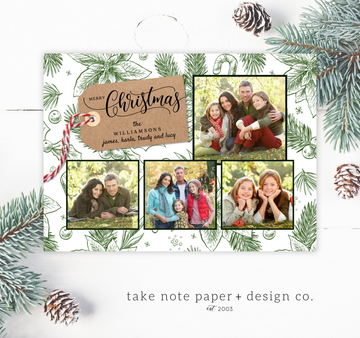 Vintage Green Wrapping Christmas Card Template for Canva - TNPC140