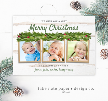 Framed Garland Rustic Christmas Card Template - TNPC145