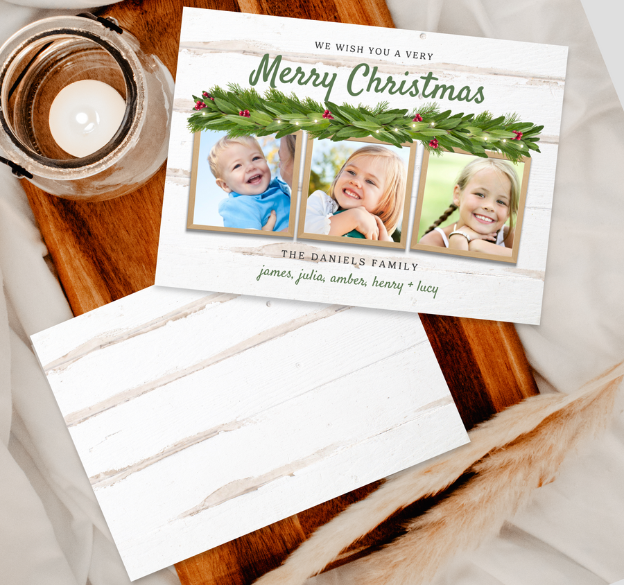 Framed Garland Rustic Christmas Card Template - TNPC145