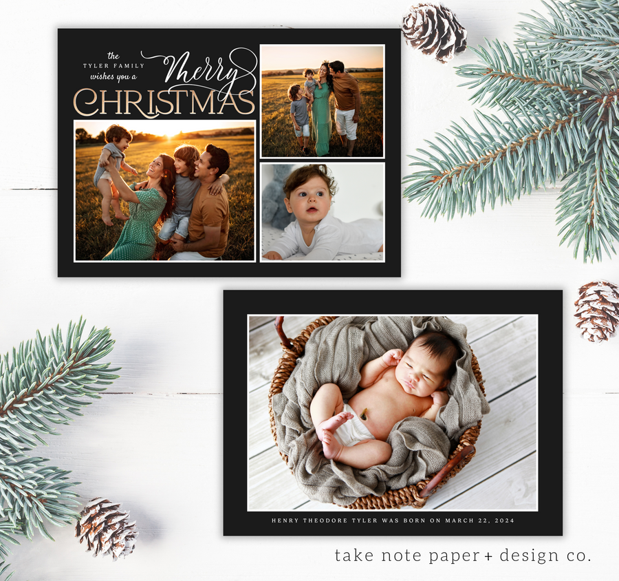 Simply Scripted Christmas Card Template for Canva - TNPC149