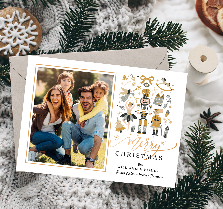 Nutcracker Gift Christmas Card Template for Canva - TNPC150