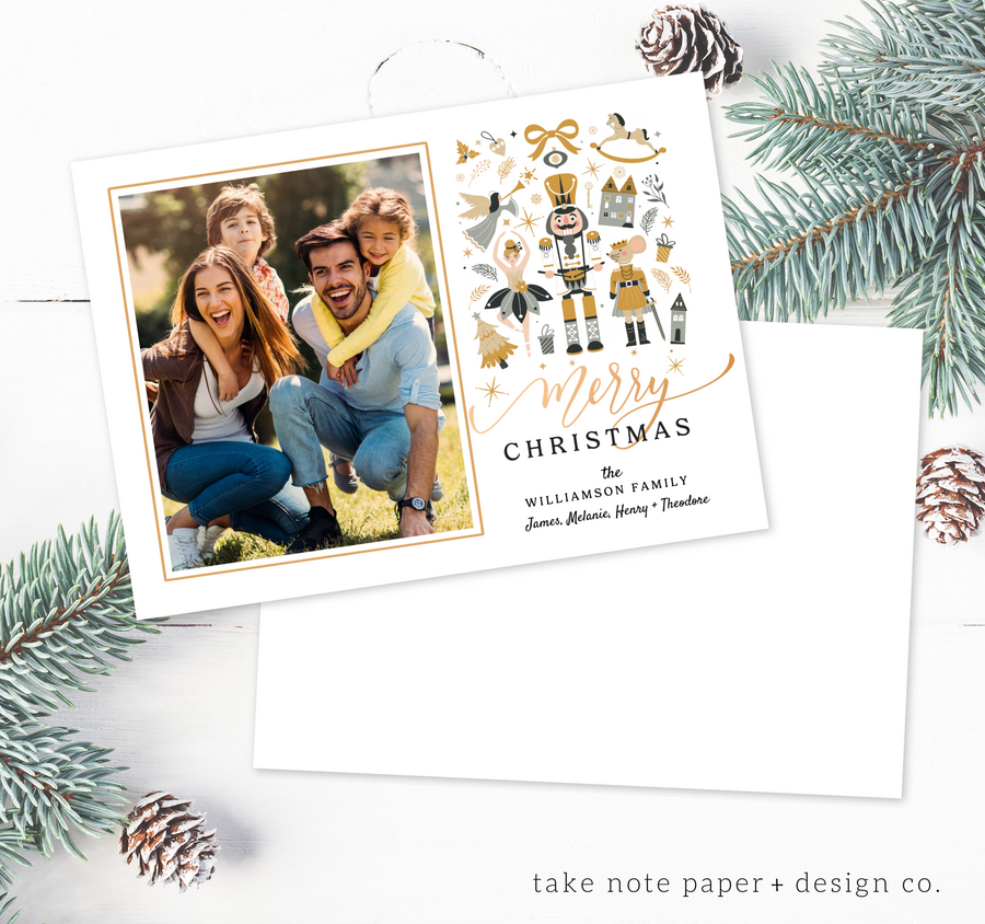 Nutcracker Gift Christmas Card Template for Canva - TNPC150