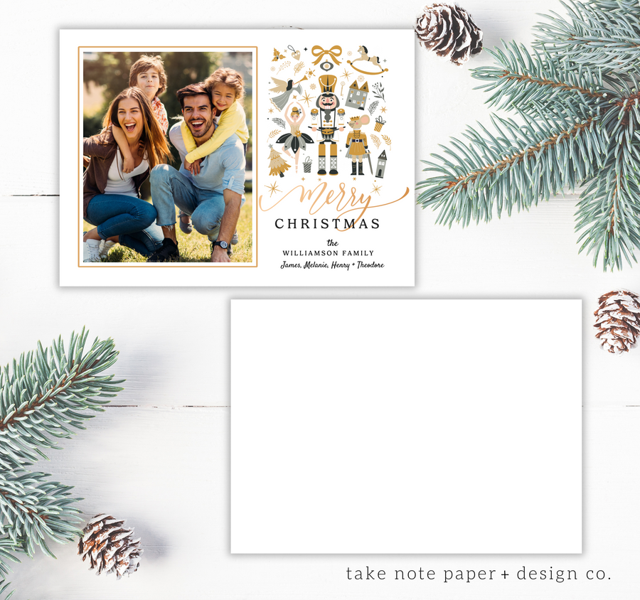 Nutcracker Gift Christmas Card Template for Canva - TNPC150