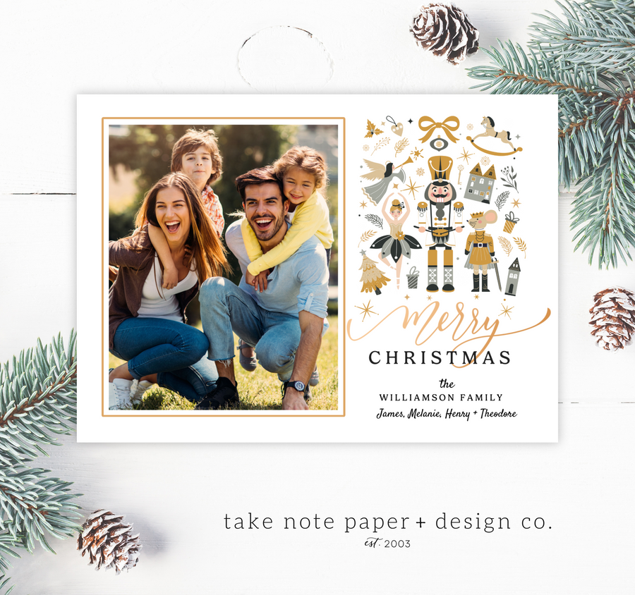 Nutcracker Gift Christmas Card Template for Canva - TNPC150