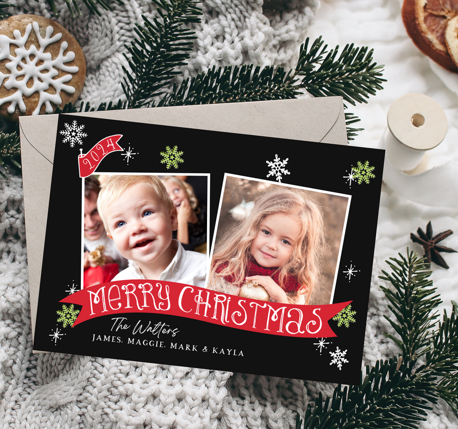 Duo Banner Christmas Card Template for Canva - TNPC152