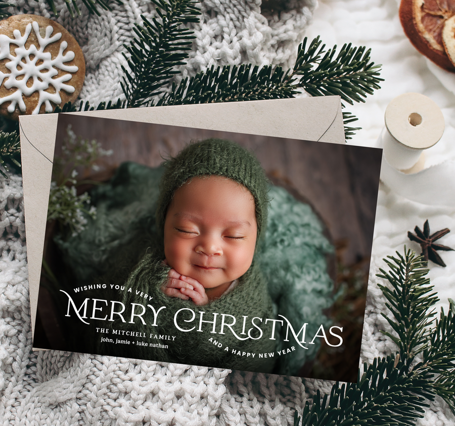 Merry Christmas Message Holiday Card Template - TNPC155