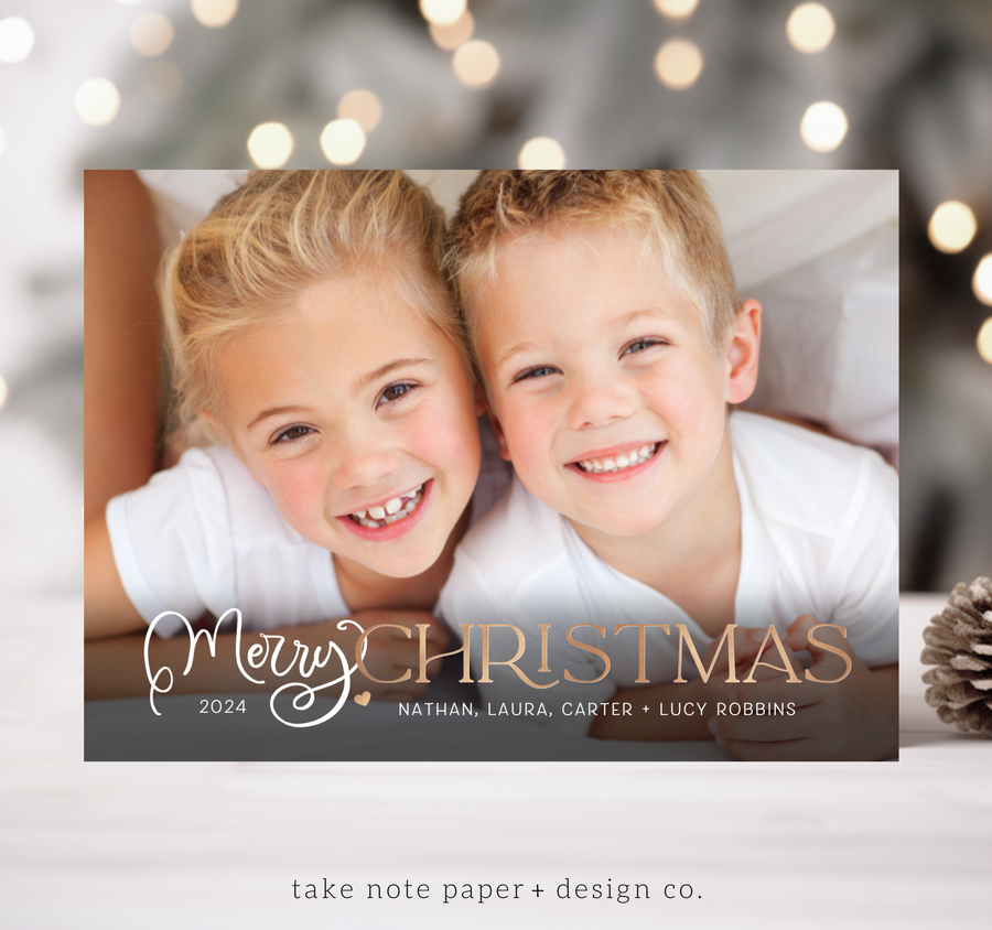 Script Merry Christmas Overlay Card Template for Canva - TNPC157