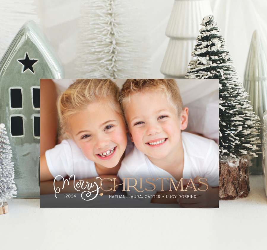 Script Merry Christmas Overlay Card Template for Canva - TNPC157