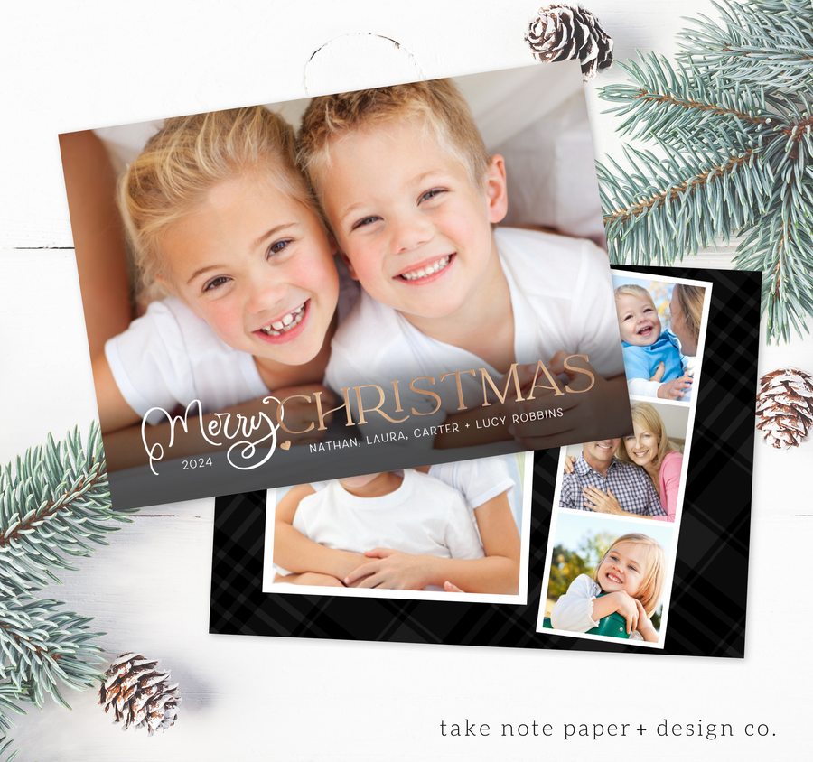 Script Merry Christmas Overlay Card Template for Canva - TNPC157