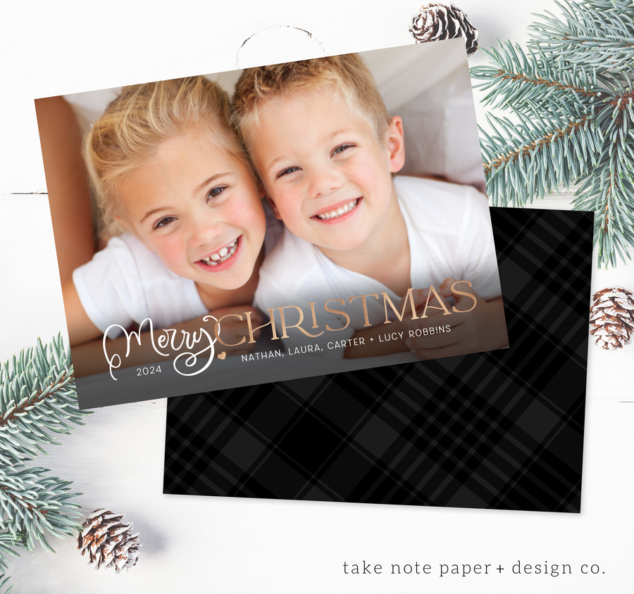 Script Merry Christmas Overlay Card Template for Canva - TNPC157