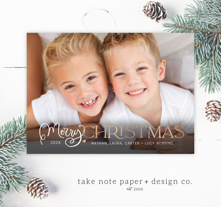 Script Merry Christmas Overlay Card Template for Canva - TNPC157