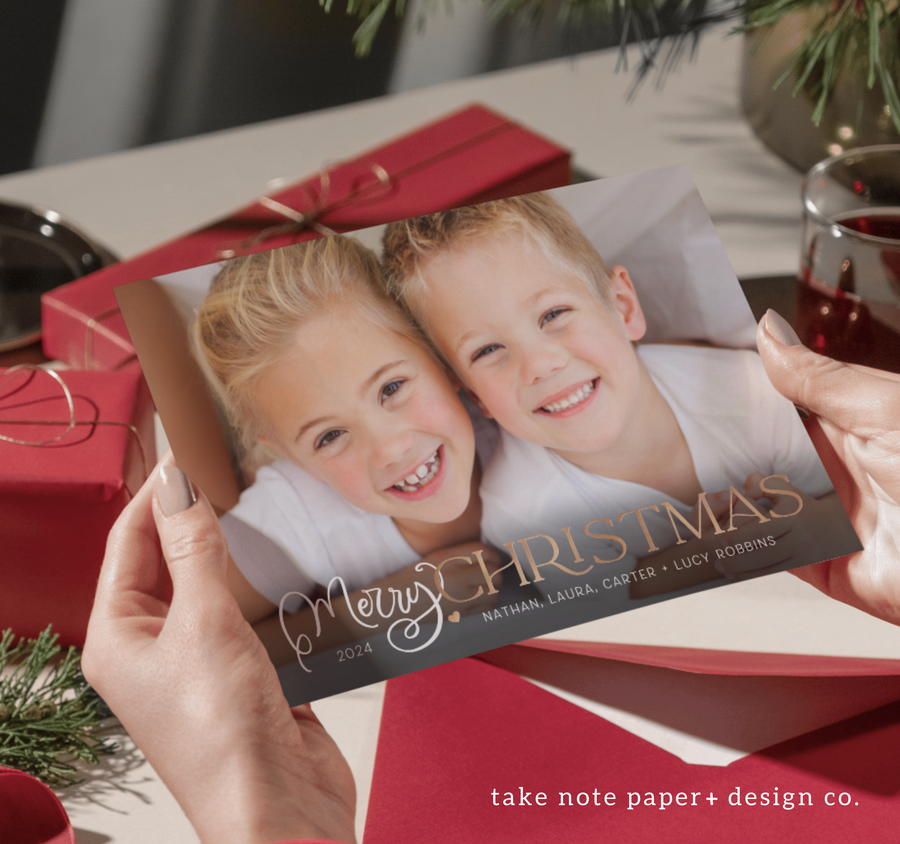 Script Merry Christmas Overlay Card Template for Canva - TNPC157